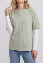 Split Neck Tee — Unisex Relaxed Fit