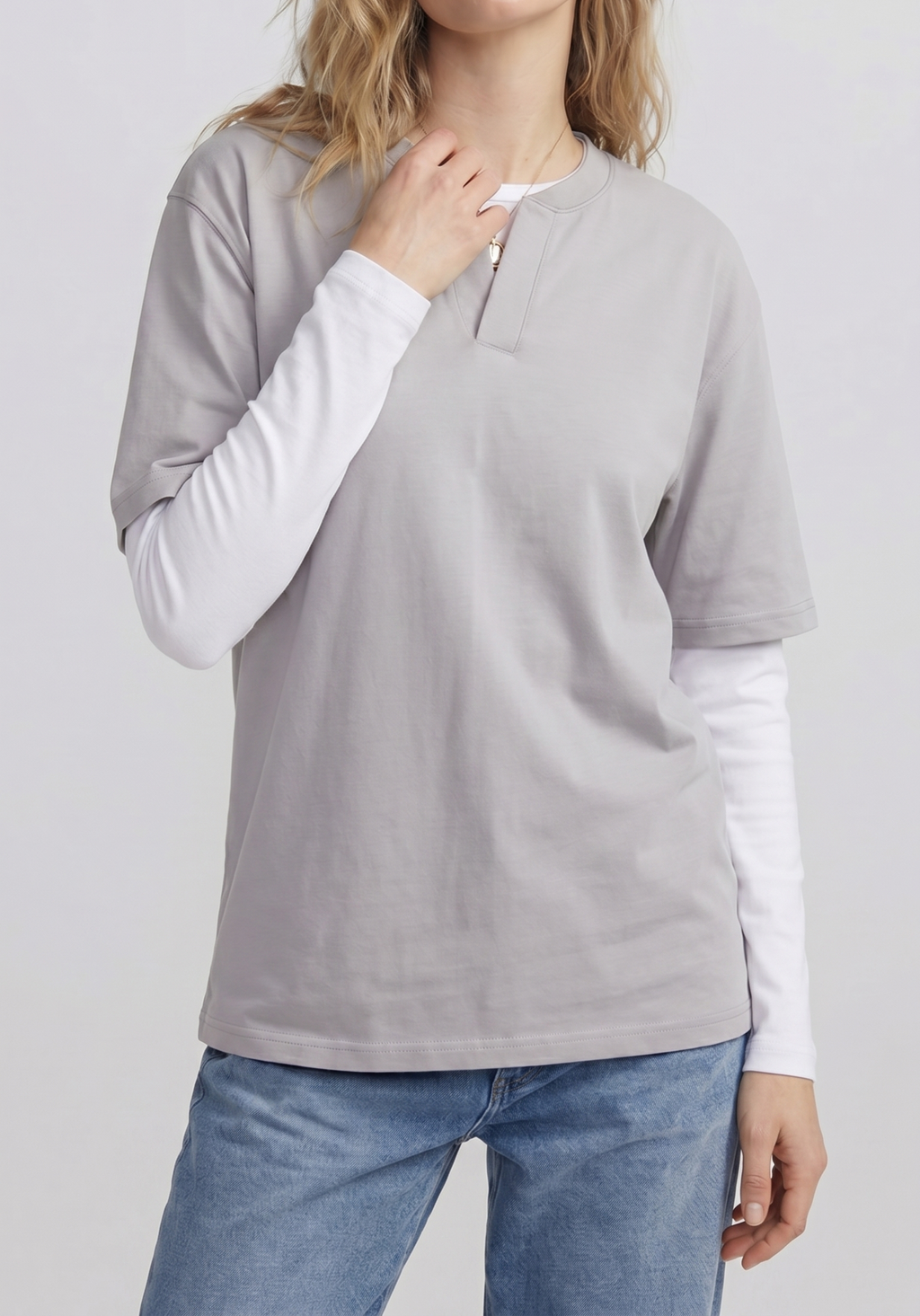 Split Neck Tee — Unisex Relaxed Fit