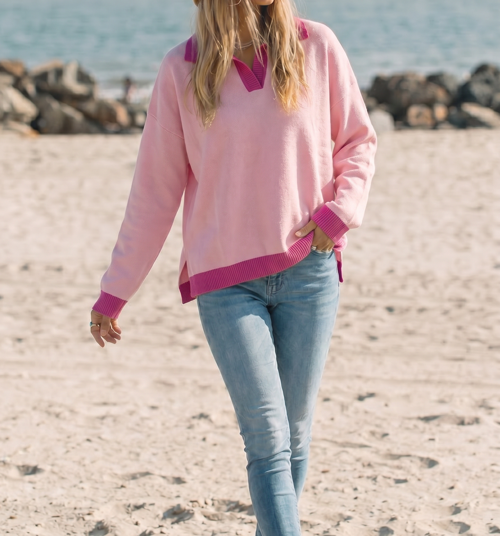 Knit Polo Long Sleeve — Unisex Relaxed Fit