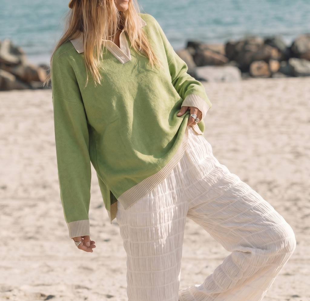 Knit Polo Long Sleeve — Unisex Relaxed Fit