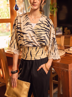 Wild Print Wrap Blouse