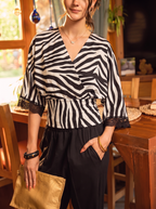 Wild Print Wrap Blouse