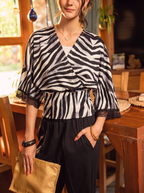Wild Print Wrap Blouse