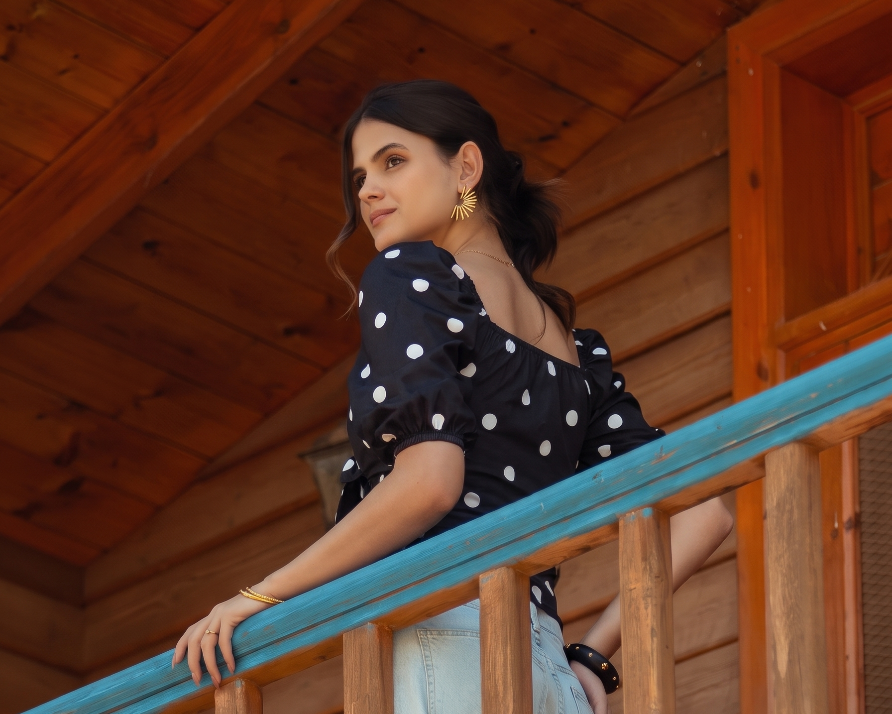 Polka Dot Tie Front Blouse