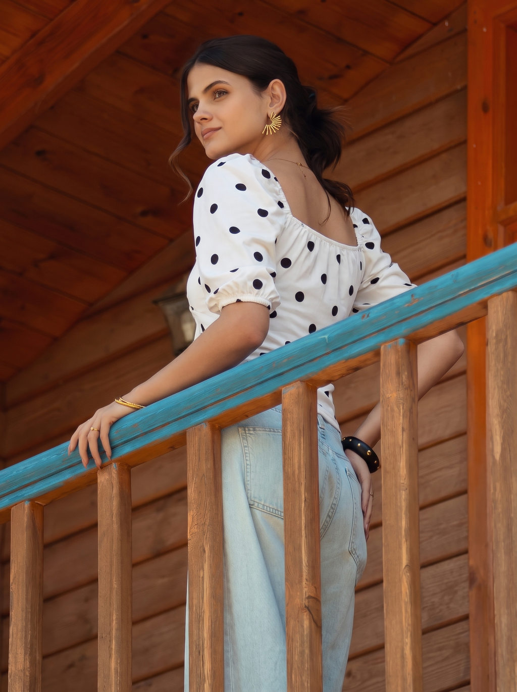 Polka Dot Tie Front Blouse
