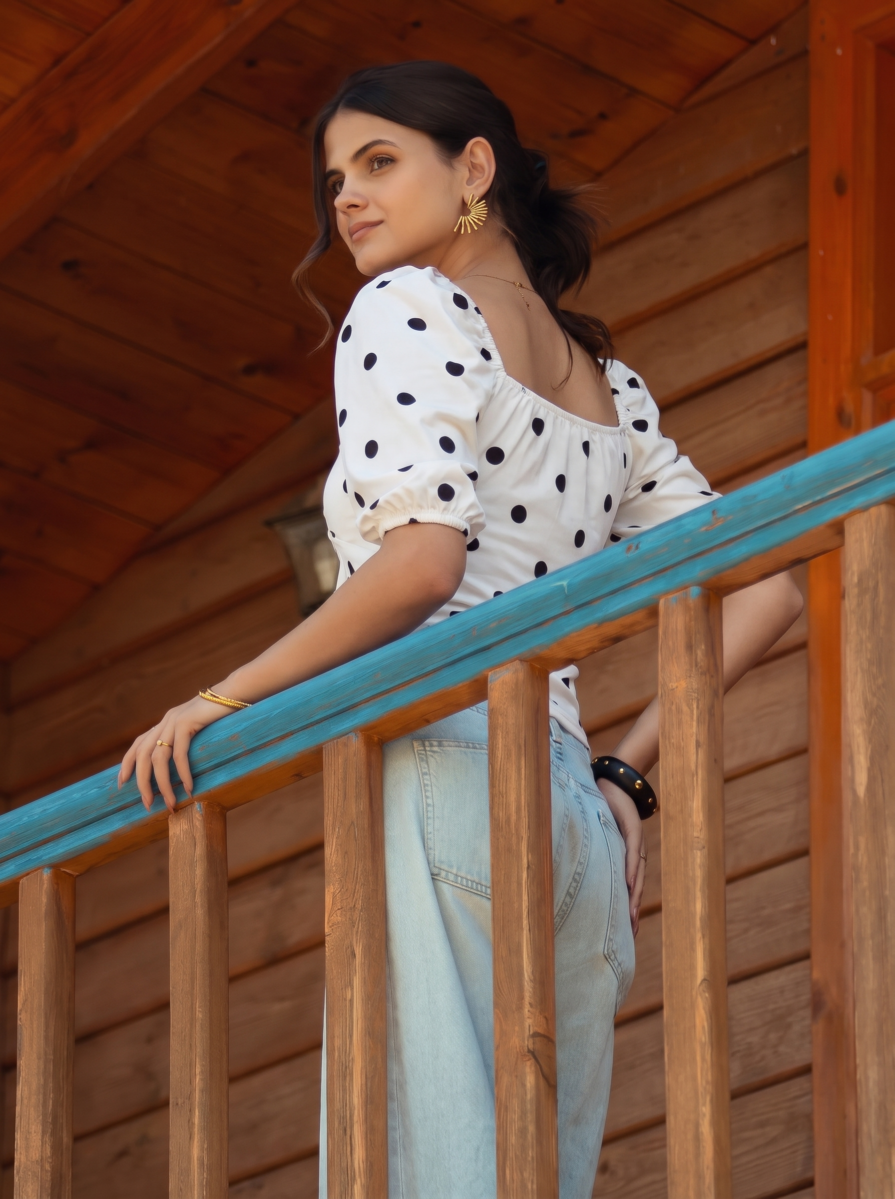 Polka Dot Tie Front Blouse