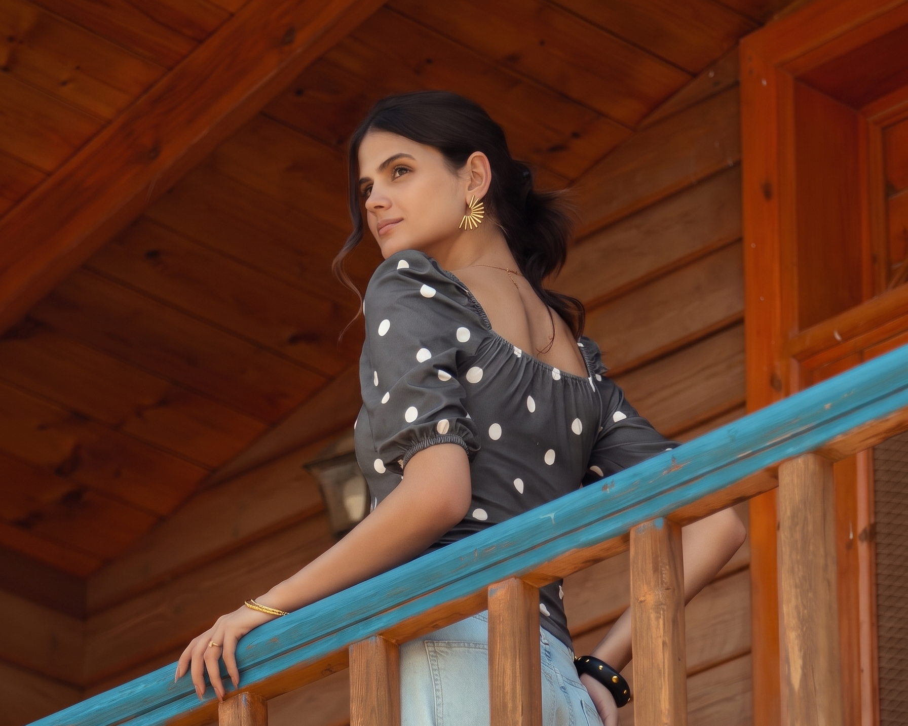 Polka Dot Tie Front Blouse