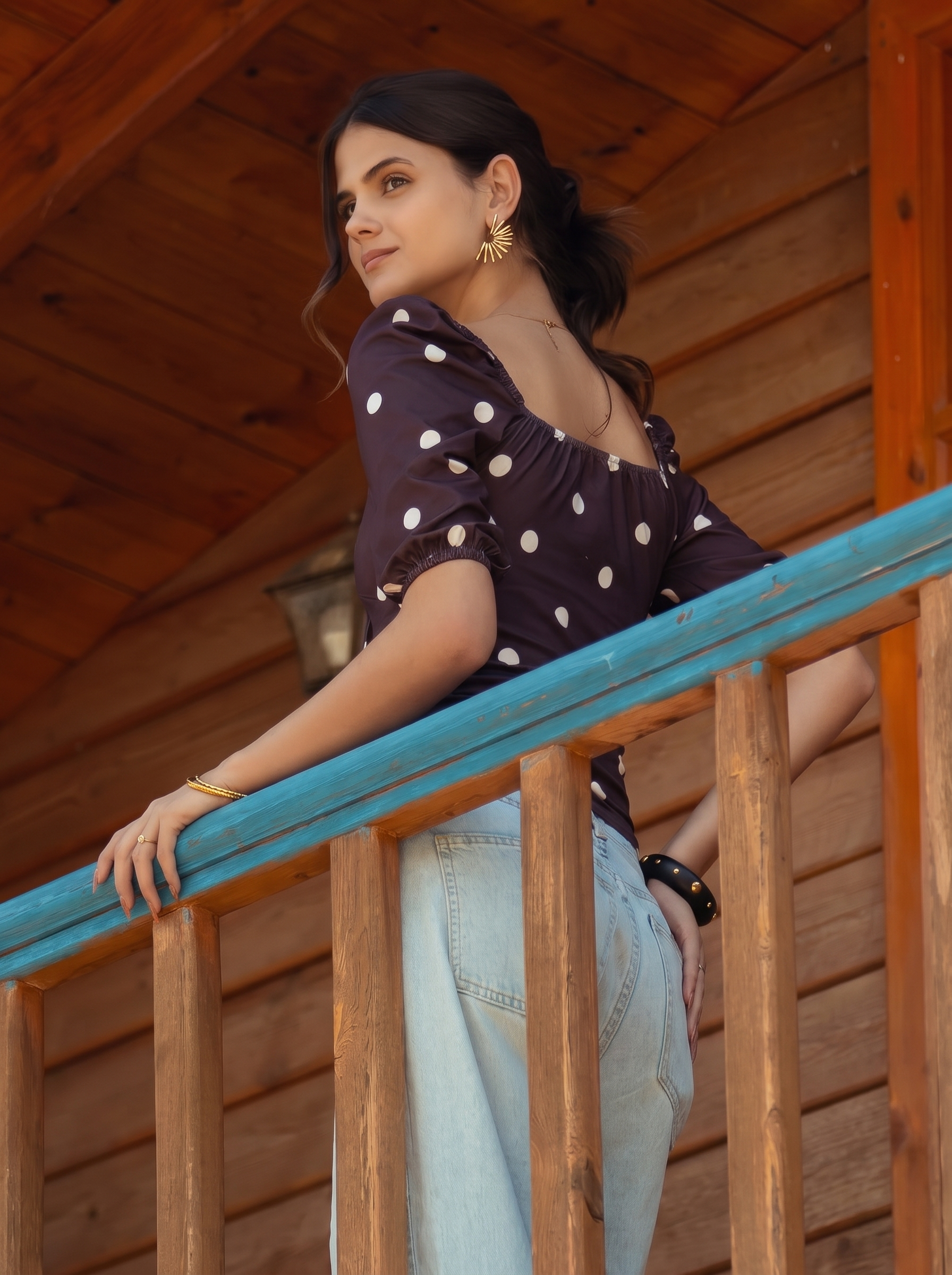 Polka Dot Tie Front Blouse