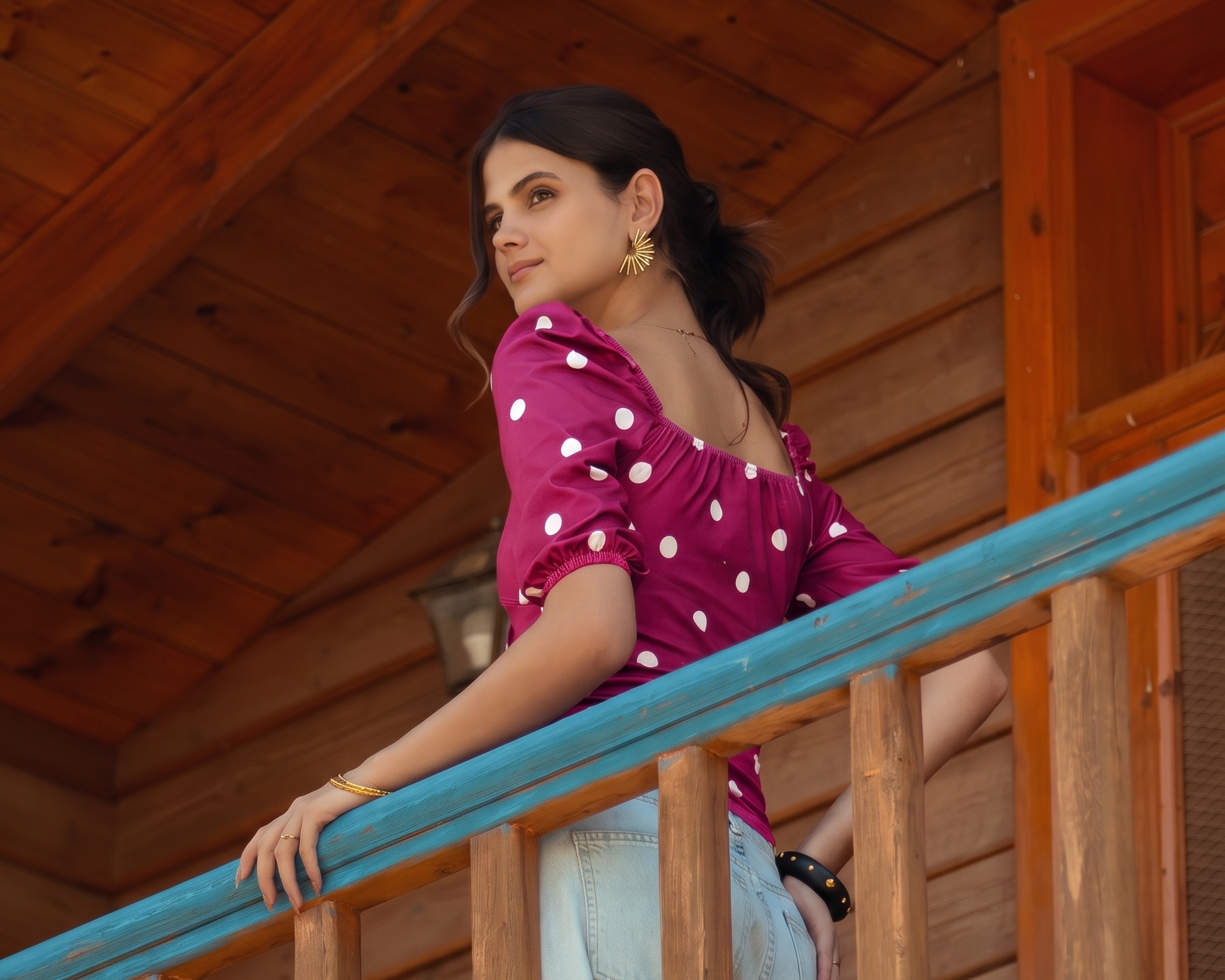 Polka Dot Tie Front Blouse