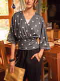 Polka Dot Wrap Blouse