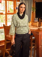 Polka Dot Round Neck Blouse