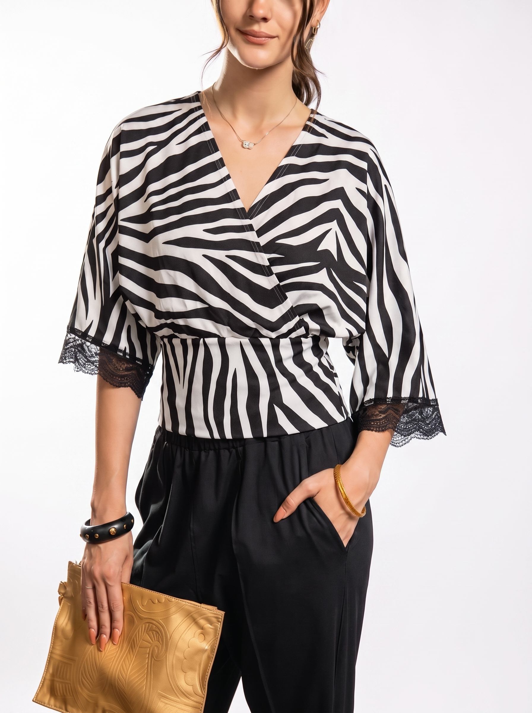 Wild Print Wrap Blouse