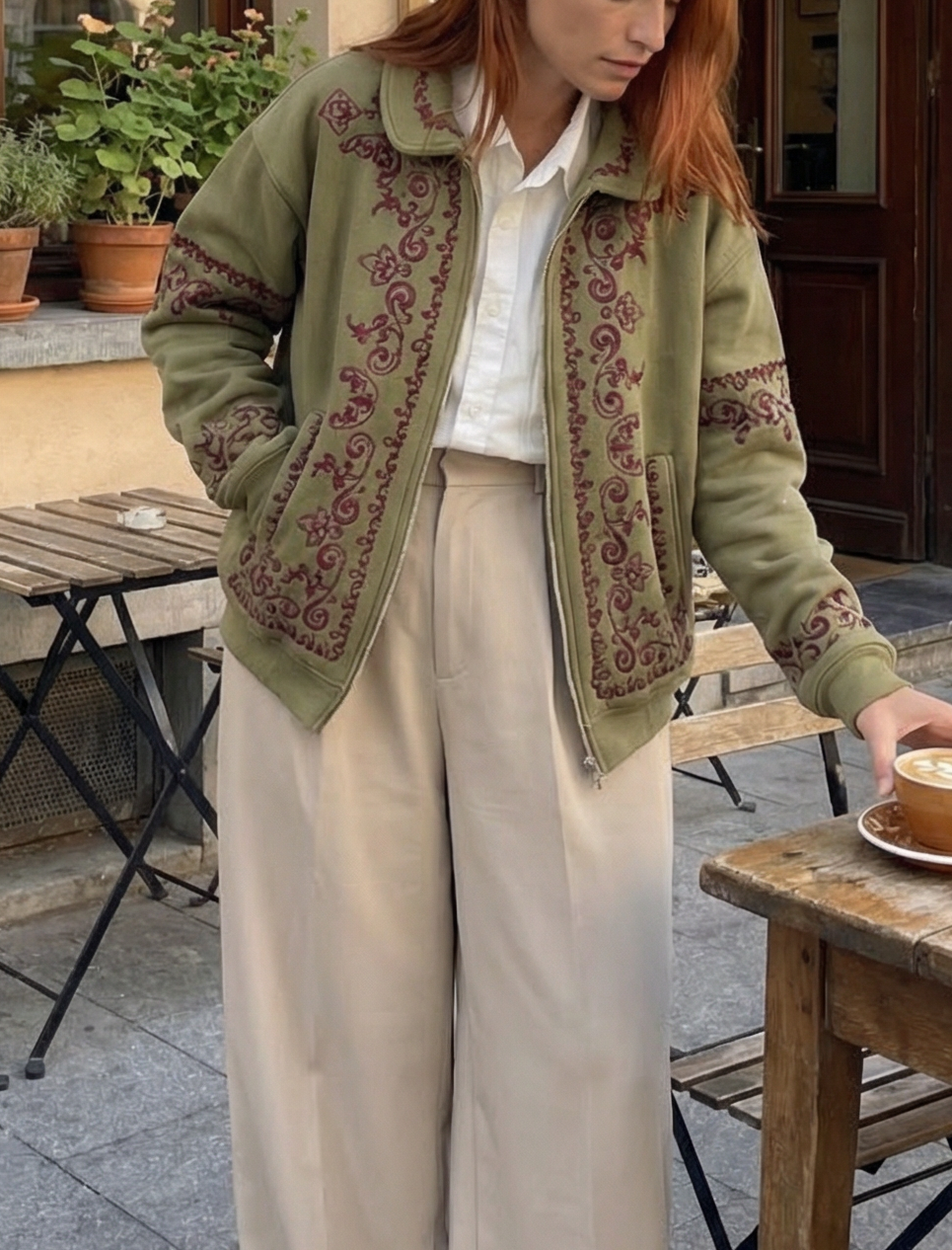 Olive Embroidered Jacket