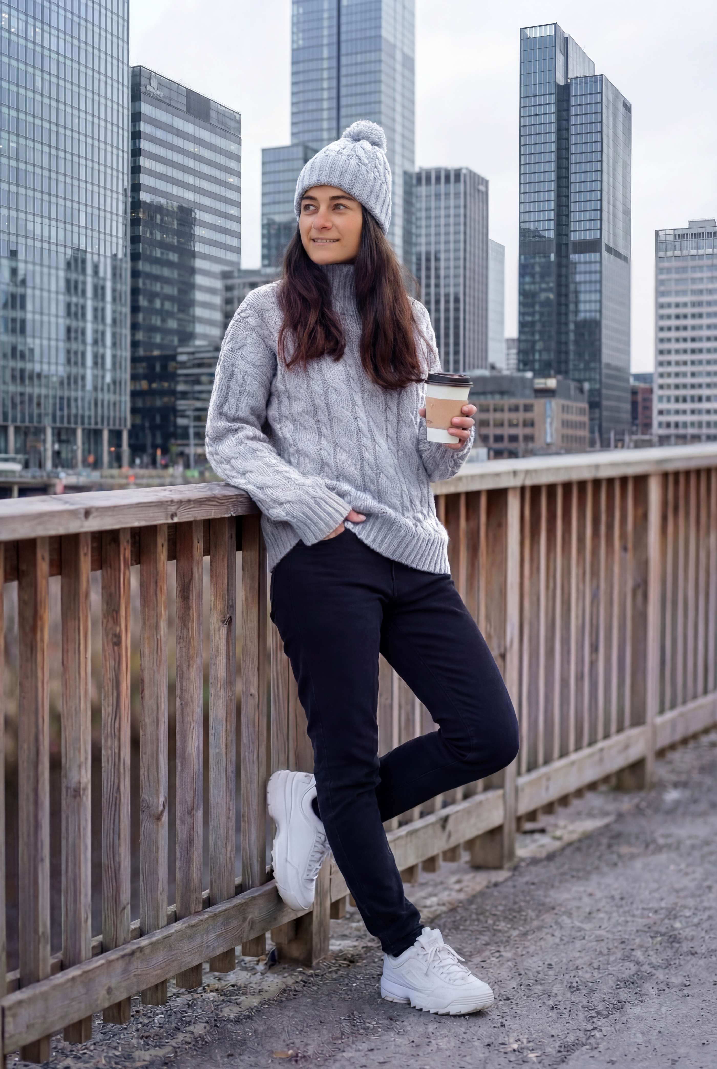 Silver Quarter-Zip Knit Sweater