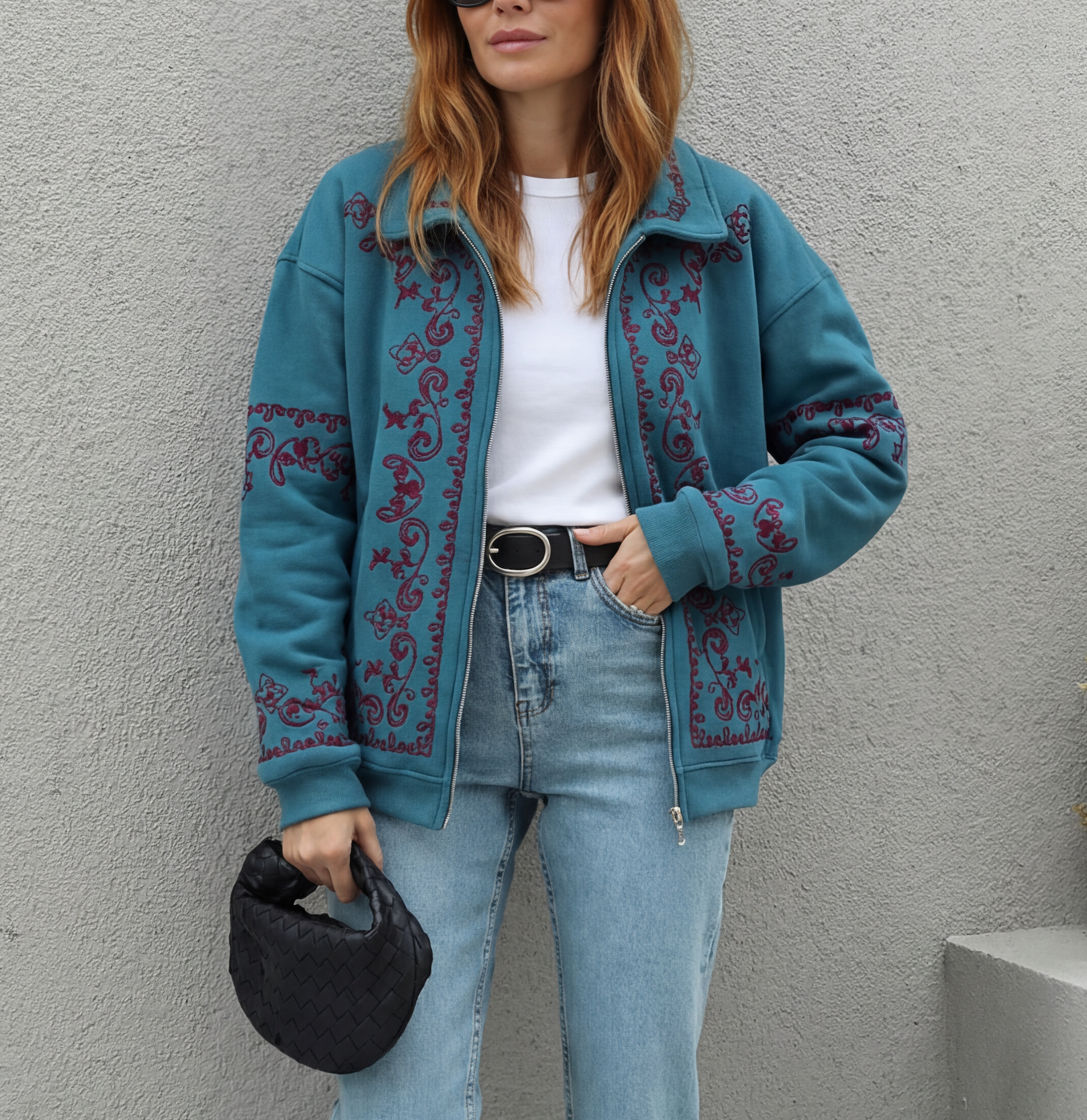 Teal Embroidered Jacket